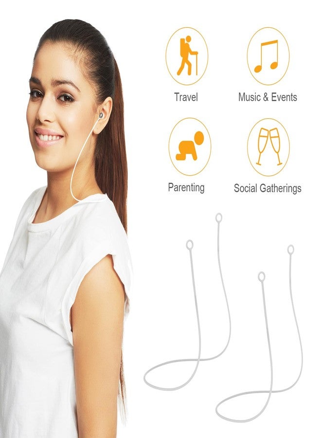 lasuroa سلك توصيل لسدادات الأذن (قطعتان)، سدادات أذن سيليكون بطول 18.9 بوصة مع حبل تعليق، سدادات أذن مضادة للضياع، سدادات أذن مضادة للشد لسماعات الأذن ذات أطراف قابلة للفصل، سلك يمنع سقوط سماعة الأذن (أبيض) - Image 3